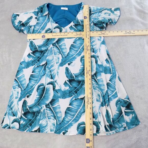 Adrienne Dress Small Palm Leaf Tropical Boho Beach Vacation (BUNDLE PRICE $7) - Picture 3 of 5